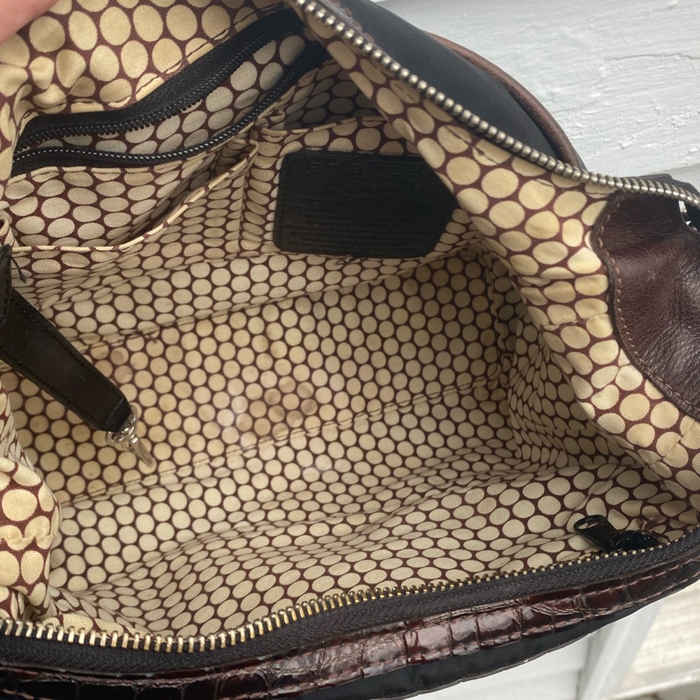 Brighton Nylon Go Go Slim Crossbody Bag Black/Brown Croc🐊 Embossed Leather Trim - Picture 10 of 16